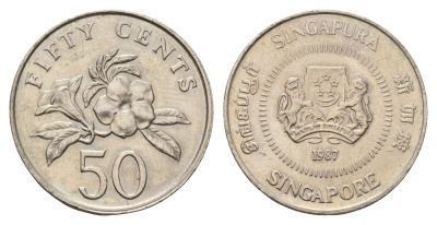 Сингапур 50 центов 1987 KM 53.1 медно-никель UNC 4579-1233