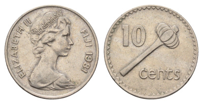 Фиджи 10 центов 1981 Елизавета II (1952-2022), булава KM 30 медно-никель 4698-1134