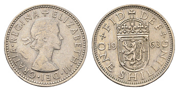 Великобритания 1 шиллинг 1963 Елизавета II (1952-2022), Шотландский герб KM 905, Spink 4148 медно-никель 4699-532