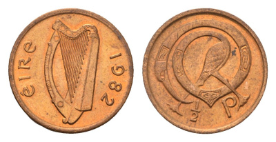 Ирландия 1/2 пенни 1982 мифологическая птица лира KM 19 бронза UNC 4690-268
