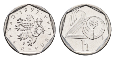 Чехия 20 геллеров 1997 KM 2.1 алюминий UNC 4158-628