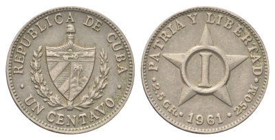 Куба 1 сентаво 1961 KM 9.2 медно-никель 4697-1125