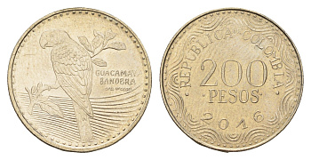 Колумбия 200 песо 2016 KM 297 медь цинк никель UNC 4686-447