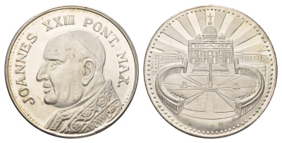 Ватикан медаль в честь избрание папой римским Иоанна XXIII ND (1958) Иоанн XXIII, Площадь Святого Петра, диаметр 35 мм, вес 15,7 гр бронза плакированная серебро 4667-1132