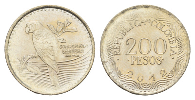 Колумбия 200 песо 2012 KM 297 медь цинк никель UNC 4686-435