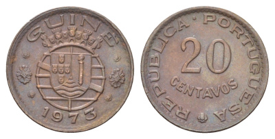 Гвинея-Бисау 20 сентаво 1973 год-тип KM 13 бронза aUNC 270-445