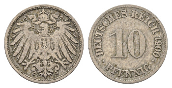 Германия 10 пфеннигов 1900 A KM 12, J. 13 медно-никель 4696-669
