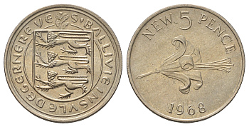 Гернси 5 новых пенсов 1968 KM 23 медно-никель UNC 4666-616
