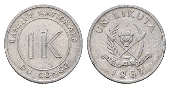 ДР Конго 1 ликута 1967 год-тип KM 8 алюминий 4666-1115