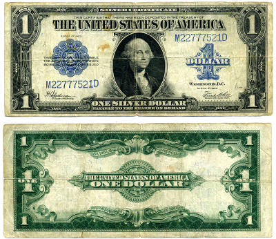 США 1  доллар 1923 Президент Вашингтон, серебряный сертификат, подписи SPEELMAN & WHITE Pick 342 (1)  бумага  00-00