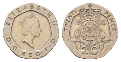 Великобритания 20 пенсов 1989 Елизавета II (1952-2022) KM 939, Spink 4361 (G2) медно-никель 4685-152