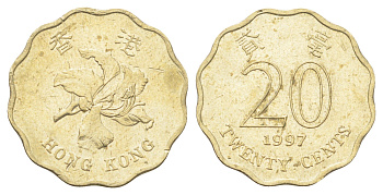 Гонконг 20 центов 1997 KM 67 никель латунь 4701-219