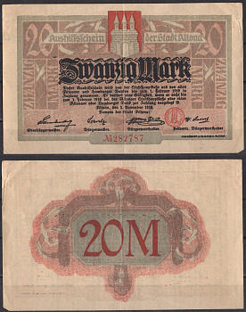 Германия, Альтона 20 марок 1918 DeNG 3 012.08-012.10 бумага 2192-57-1-2