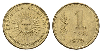 Аргентина 1 песо 1975 KM 69 алюминиевая бронза 4571-115