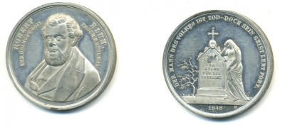 Германия медаль 1848 на смерть Роберта Блюма, 37 мм цинк PROOF 1079-2-43