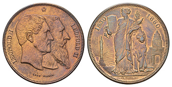 Бельгия 5 франков 1880 50 лет - Независимость X M8a медь 1529-1314