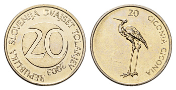 Словения 20 толаров 2003 KM 51 медно-никель UNC 4698-946