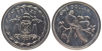 Белиз 1 доллар 1977 FM, тираж 1.770 экземпляров KM 43 медно-никель BU 4578-312