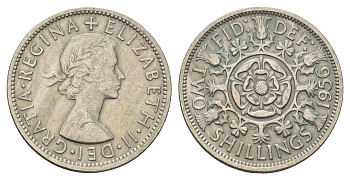 Великобритания 2 шиллинга (флорин) 1956 Елизавета II (1952-2022) KM 906, Spink 4146 медно-никель 4183-421