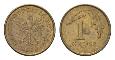 Польша 1 грош 2009 Y 276 марганец латунь 4684-953
