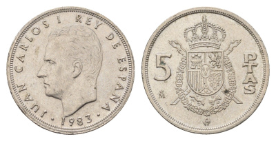 Испания 5 песет 1983 M, Хуан Карлос I (1975-2014) KM 823 медно-никель 4633-354