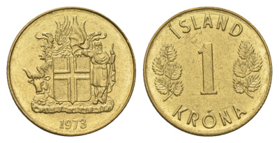 Исландия 1 крона 1973 KM 12a никель латунь UNC 4691-455