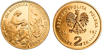 Польша 2 злотых 2013 MW, 150 лет со дня восстания 1863 года KM 852 нордик UNC 4676-943