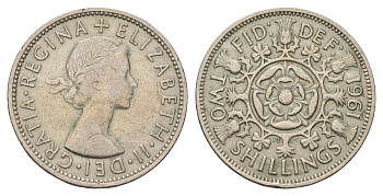 Великобритания 2 шиллинга (флорин) 1961 Елизавета II (1952-2022) KM 906, Spink 4146 медно-никель 4183-436