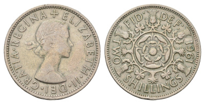 Великобритания 2 шиллинга (флорин) 1961 Елизавета II (1952-2022) KM 906, Spink 4146 медно-никель 4183-436