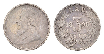 ЮАР 3 пенса 1895 KM 3 серебро 3711-334