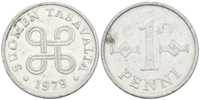Финляндия 1 пенни 1979 KM 44а алюминий 192-1267