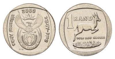 ЮАР 1 ранд 2003 KM 332 медь плакированная никелем UNC 4682-752