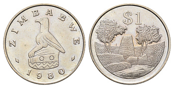 Зимбабве 1 доллар 1980 KM 8 медно-никель UNC 4168-334