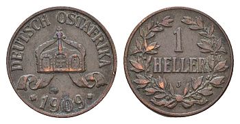 Германская Восточная Африка 1 геллер 1909 J KM 7 бронза 1529-1444