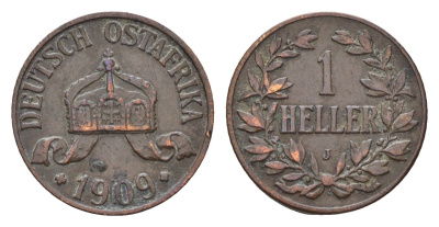 Германская Восточная Африка 1 геллер 1909 J KM 7 бронза 1529-1444