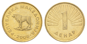 Македония 1 денар 2006  KM 2 латунь UNC 212-1013