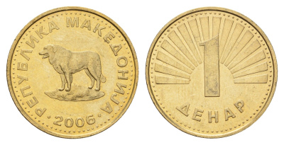 Македония 1 денар 2006  KM 2 латунь UNC 212-1013