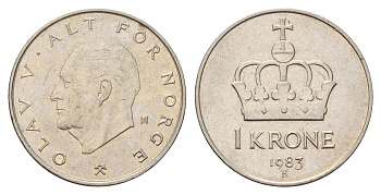 Норвегия 1 крона 1983 Улаф V (1957-1991) KM 419 медно-никель 4703-317
