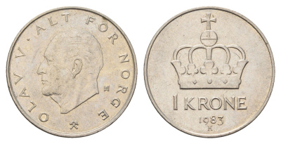 Норвегия 1 крона 1983 Улаф V (1957-1991) KM 419 медно-никель 4703-317