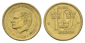 Швеция 10 крон 2000 Карл XVI Густав (1973-) KM 877 нордик 4642-535