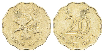 Гонконг 20 центов 1995 KM 67 никель латунь 4701-213