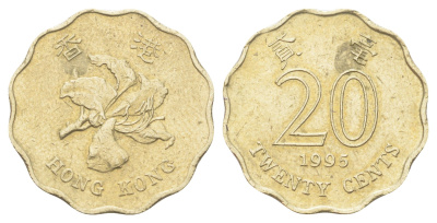 Гонконг 20 центов 1995 KM 67 никель латунь 4701-213