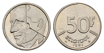 Бельгия 50 франков 1991 Belgique, Бодуэн I (1951-1993) KM 168 никель UNC 181-322