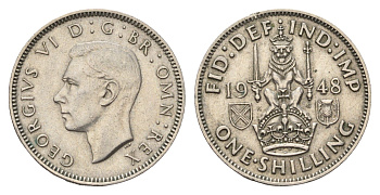 Великобритания 1 шиллинг 1948 Георг VI (1936-1952), Шотландский герб KM 864, Spink 4104 медно-никель 4629-316
