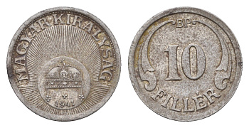 Венгрия 10 филлеров 1941 KM 507a железо 4685-1228