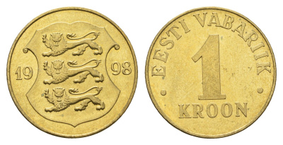 Эстония 1 крона 1998 KM 35 латунь aUNC 4688-637