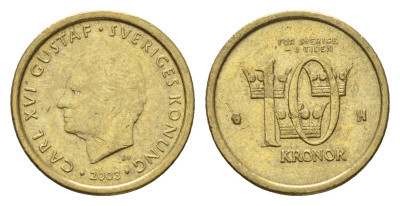 Швеция 10 крон 2003 Карл XVI Густав (1973-) KM 895 нордик 4642-623