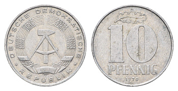 ГДР 10 пфеннигов 1970 KM 10 алюминий 4641-1133