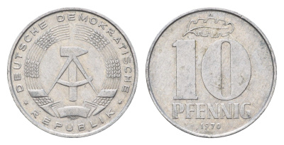 ГДР 10 пфеннигов 1970 KM 10 алюминий 4641-1133