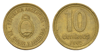 Аргентина 10 сентаво 1992 KM 107 алюминиевая бронза 4687-947